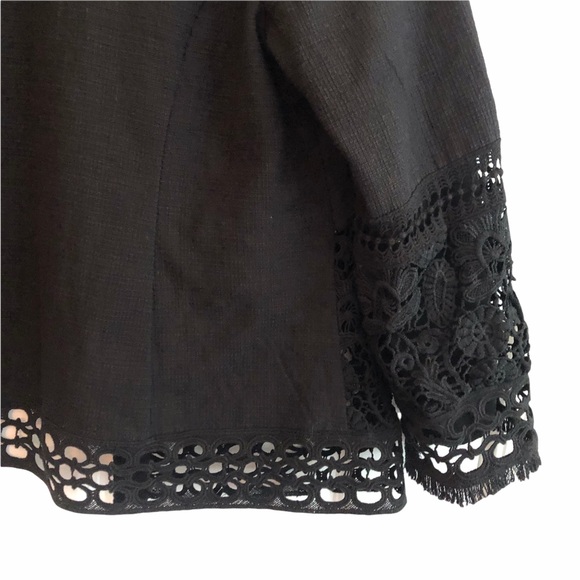 Chico’s Black Embroidered Embellished Jacket 12P - Picture 7 of 9